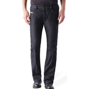 Diesel Mens Zatiny Italy Made Leather Trim Button Fly Jeans 30x27 Blue AN EXC